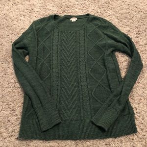green cable knit sweater